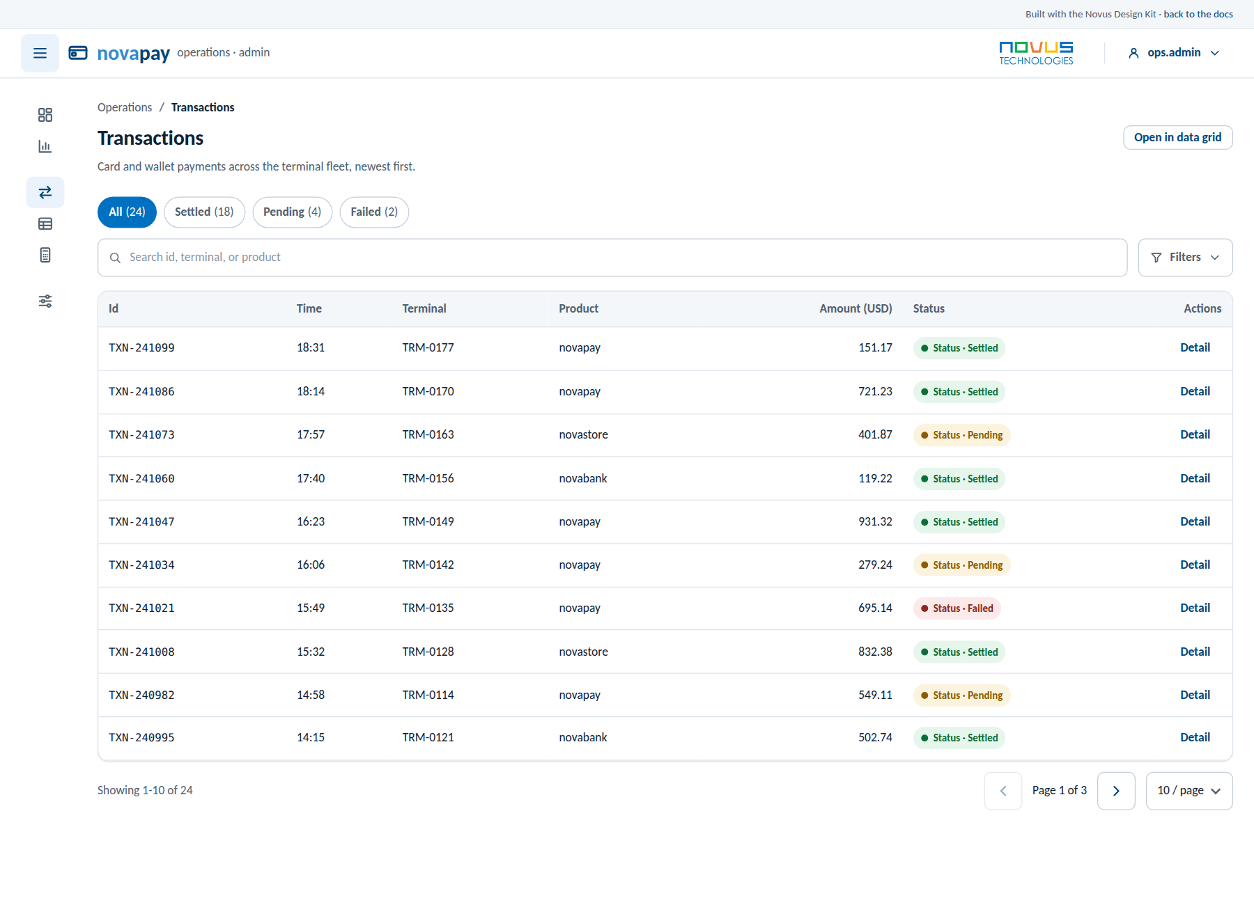tailwind flavor: collapsed navigation shows a rail of icons