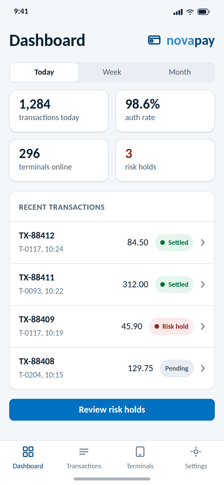 iOS reference dashboard, light