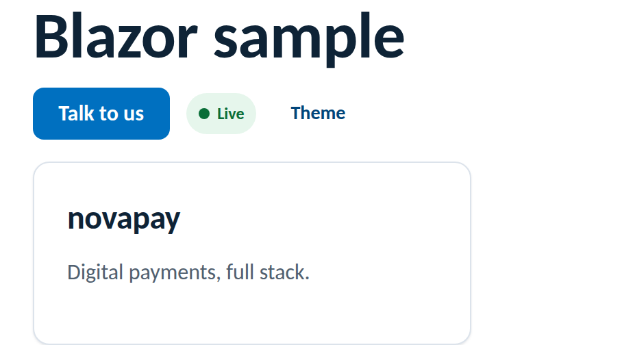 Rendered sample: the kit styling Blazor components