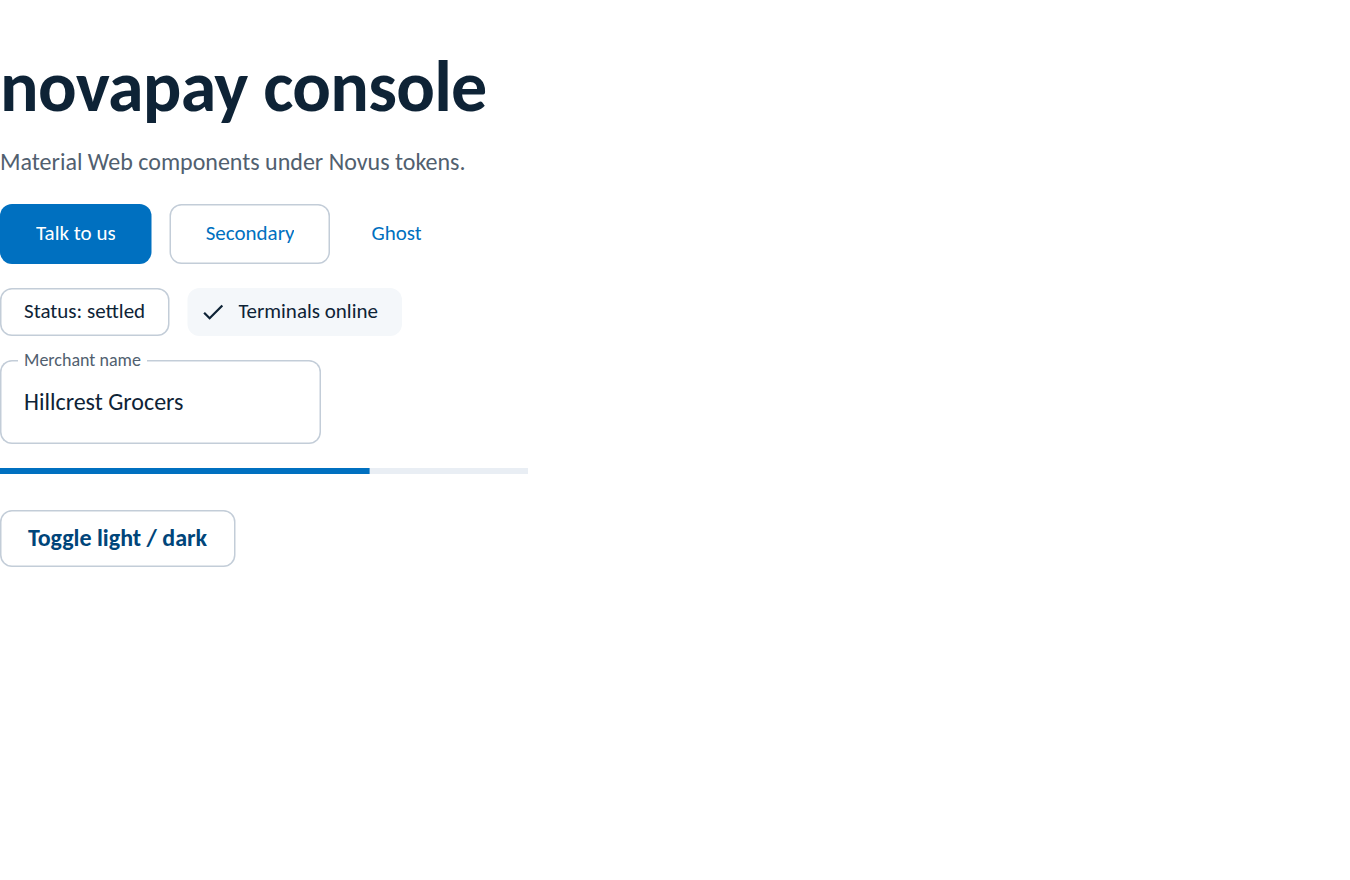 Rendered sample: the kit styling Material Web components